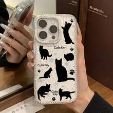 Funda brillante con diseño en negro, con un orificio grande y borde transparente, compatible con phone 16 Pro Max, 15, 14 Plus, 13 y 12. - transparente - Ver 3