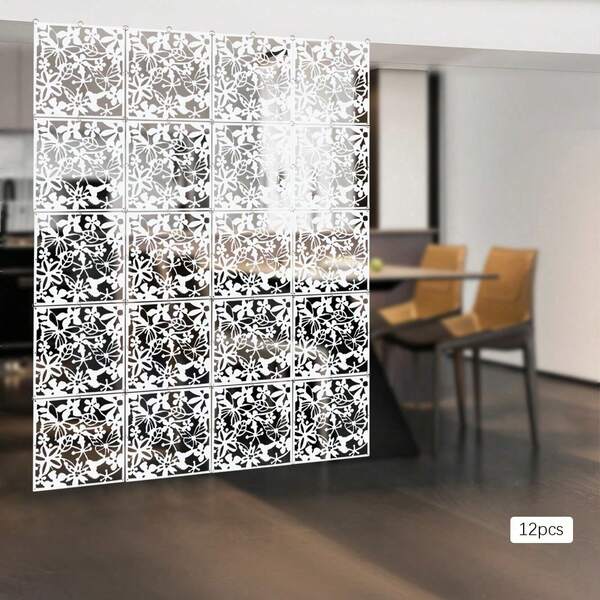 RainWeel 12pcs Hohl Blumen Trennwand hängender Bildschirm Raumteiler Home Wall Decal