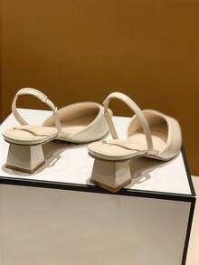 Zapatos de mujer, tacones altos de mujer cómodos y elegantes, tacones de fiesta de mujer de moda y versátiles, tacones gruesos. - Beis - Ver 6