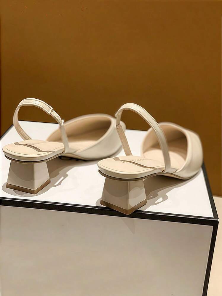 Zapatos de mujer, tacones altos de mujer cómodos y elegantes, tacones de fiesta de mujer de moda y versátiles, tacones gruesos. - Beis - Añade 6