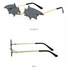 New Stylish And Quirky Christmas Bat Sunglasses, Perfect For Vacation And Dressing Up,Including A Glasses Case - black grey - 查看 4