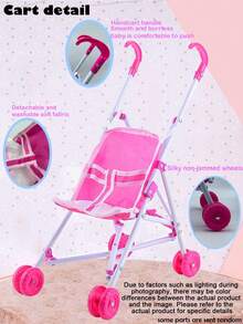 26厘米逼真婴儿娃娃玩具，模拟喝水和排尿，可爱栩栩如生，适合角色扮演游戏，亲子互动玩具 - 玫紅色 - 查看 9