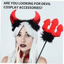 Halloween Demon Cosplay Props Accessories Set Halloween Party Demon Fork Headband Tail Ears Horns Red