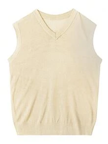 Men's Casual Everyday Simple Solid Color V-Neck Sweater Vest, Autumn