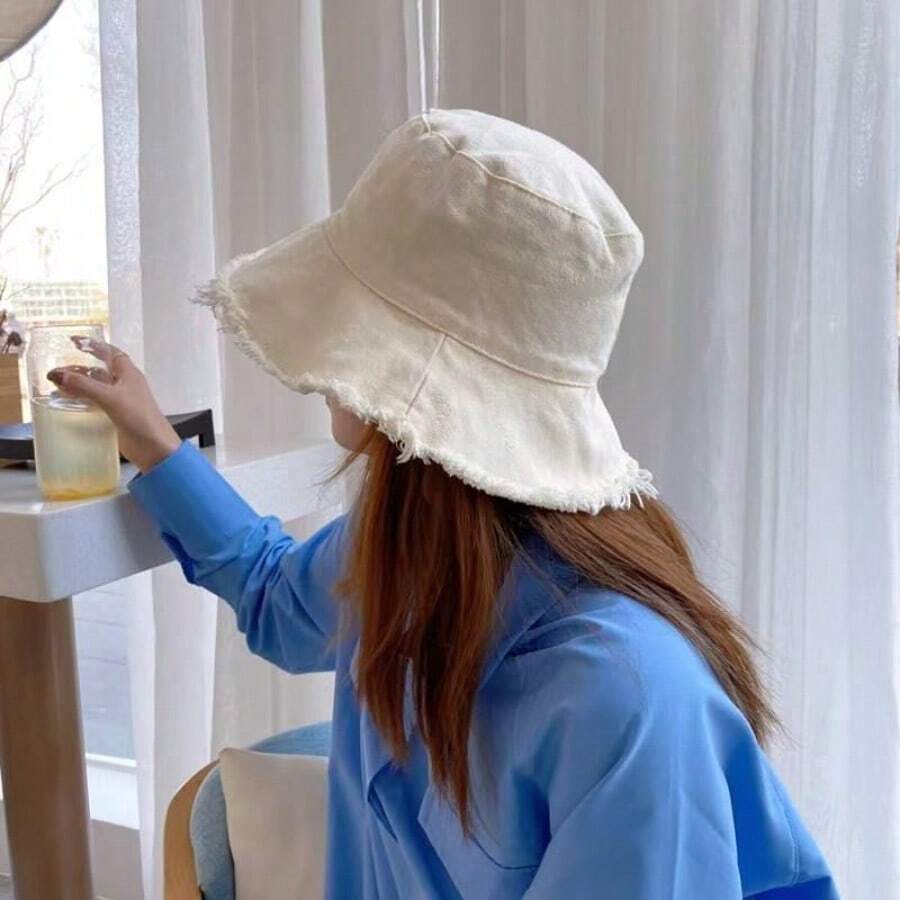 夏季水洗大檐渔夫帽度假流苏防晒女太阳帽复古山本暗黑系列流苏渔夫帽遮阳帽男女日式太阳帽遮阳帽女夏韩版日系流苏渔夫帽黑色学生简约边防晒盆帽太阳帽秋装 - 彩色 - 查看 1