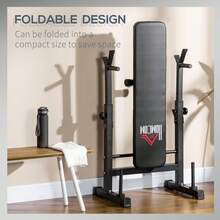 HOMCOM Adjustable Weight Bench, Foldable Bench Press With Barbell Rack, Dip Station, For Home Gym, Strength Training, Multi-Use Workout Bench, Black - Black - View 5