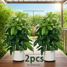 2 piezas de planta artificial tropical de pata de pato, hojas de plástico verde realistas, adecuadas para porche, pasillo, jardín exterior, todas las estaciones, decoración interior y exterior, sin maceta