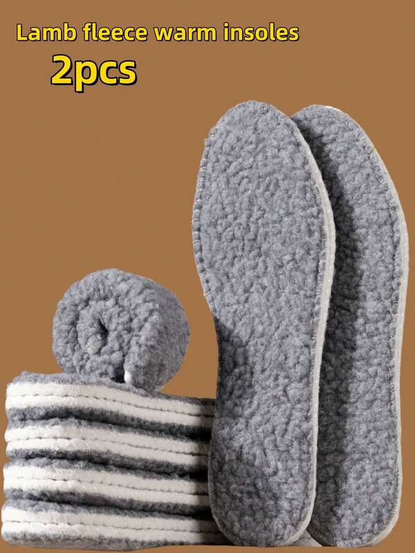 1 Paar Kaschmir Winter Warme Einlegesohlen, Verdickte Warme Einlegesohlen, Herbst- und Winterzubehör, Warme Reise, Schuh- und Stiefelzubehör