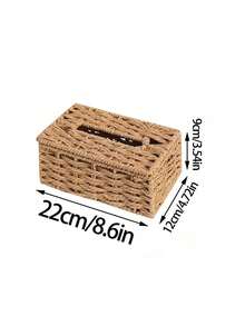 1pc Woven Tissue Box Holder, Rectangular Covered Tissue Box, Rattan Tissue Box Rack, Bohemian Style Woven Tissue Box Holder, Suitable For Bathroom, Bedroom, Shelf, Living Room, Dining Room Decor & Storage, Halloween Tissue Box Decor, Christmas Gift - Multicolor - View 18