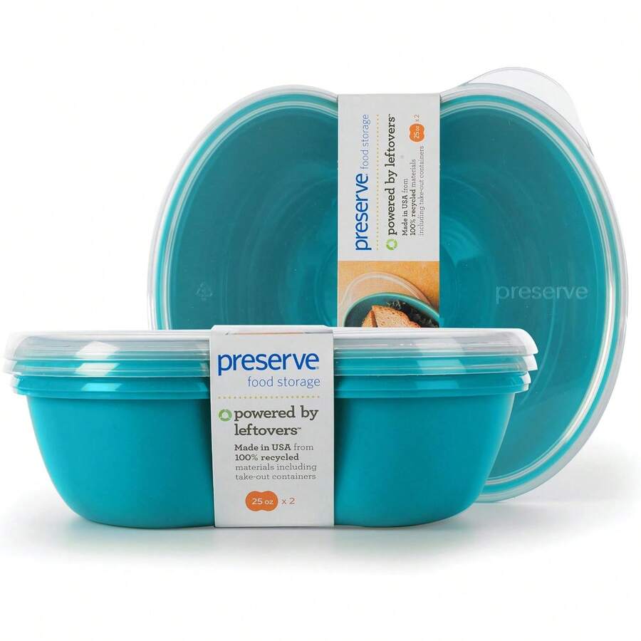 Recipiente de almacenamiento de alimentos, Juego de 2, Garantía de calidad Azul aguamarina 5MZ8 - Naranja - Ver 1