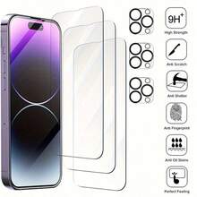 3 件屏幕保护膜 3 件相机保护膜兼容 16 15 14 13 12 11 Pro Max Plus 钢化玻璃屏幕保护膜相机镜头保护膜高清透明无气泡外壳防碎防刮前盖保护 - 非常适合作为送给朋友、家人、同事的小礼物屏幕保护必需品，适用于日常防护、办公室、家庭手机屏幕保护膜手机配件防水防震防摔防刮