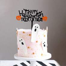 1pc/3pcs Happy Halloween Cake Topper Acrylic Spider Bat Pumpkin Ghost For Halloween Party Dessert Cake Baking Decor