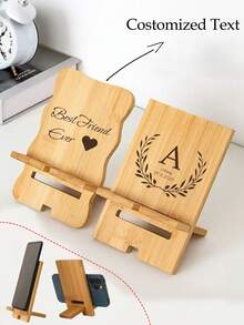 Personalized Cork Phone Stand With Custom Name, Detachable Smartphone Holder, Portable Desk Accessory With Charging Hole, Ideal For Business And Outdoor Use