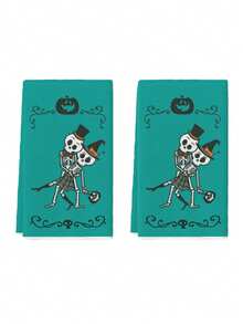 2 chiếc khăn lau bếp hình ma ca rô đen trắng màu nước hình ma quỷ, mũ phù thủy, mèo, đèn lồng bí ngô, dơi, mạng nhện, đầu lâu, kẹo, khăn lau bếp kiểu nông trại, khăn lau bát đĩa nhà bếp, khăn lau tay, khăn lau trà, khăn lau khô bát đĩa nhà bếp, đồ dùng tiệc ngày lễ, quà tặng tân gia, phòng tắm, thích hợp cho nhà bếp, phòng ăn, bàn ăn - Màu xanh lam - Xem 7