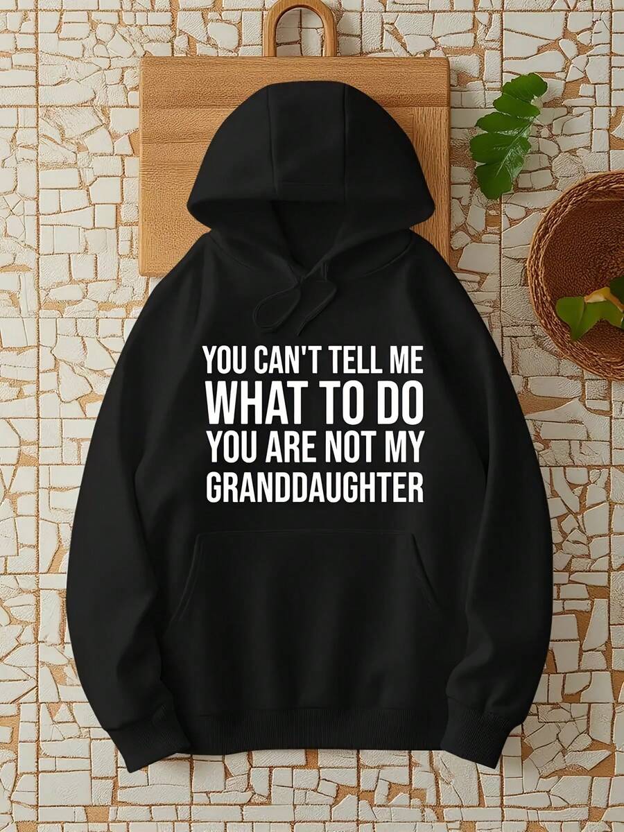 Humorous Slogan Women's Hooded Sweatshirt - Long-Sleeved Knitted Full-Size Fashionable Print, Easily Suitable For Daily Outings - Black 30 - View 1