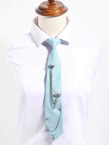 1件女士时尚水晶月亮星星金/银链可拆卸流苏黑色领结，适合宴会、派对、送礼、衬衫、学校服装、圣诞装饰等场合。 - 多色(月亮星星) - 查看 6