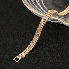 Multi-Layered Rhinestone Wrap Cuff Bracelet Vintage Crystal Open Wide Bangle Cuff Sparkly Bridal Prom Party Stretchy Wrist Jewelry For Women - Vàng - Xem 3