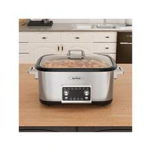 Sunvivi 8 Quart Slow Cooker Roaster Oven, 12 In 1 Programmable Multi-Cooker Food Warmer With Digital Timer, Temp Control, Removable Cast Aluminum Pot & Dishwasher- Tempered Glass Lid, Stainless - 美規B型插(110-127V) - 查看 9