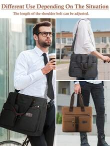 NEWHEY 15.6 Inch Men's Laptop Bag, PU Leather Handbag With Multiple Internal Pockets, Waterproof Shoulder Bag, Casual, Shopping, Fashion, Dating, Travel, Party, Work, Christmas Gift, Waterproof Backpack - Multicolor - View 3