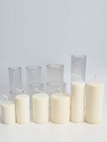 Khuôn nến nhựa hình trụ sọc 5-20cm Khuôn nến thơm thủ công Khuôn sáp làm nến thơm DIY Khuôn thủ công hình trụ tròn sọc Trang trí nhà cửa - Trong sáng - Xem 4