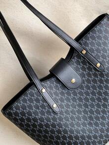 KAIDUCH 时尚简约手提包，通勤旅行大容量便携式拉链单肩包斜挎包女士单肩包礼物女士学校包，返校背包，大容量，商务休闲，便携，轻便，适合少女女大学生，新人及白领工作者，非常适合返校、大学、初中、高中、工作、商务、通勤，引人注目的女士工作包 - 黑色 - 查看 7