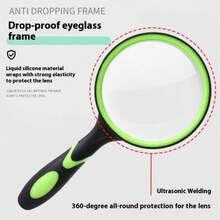 10 عدسة مكبرة يدوية للقراءة مع قطعة قماش تنظيف - عدسة مكبرة كبيرة بقطر 100 مم/4 بوصة مع مقبض ناعم مضاد للانزلاق، مناسبة لكبار السن لقراءة الكتب/الصحف والطلاب للتعلم/استكشاف الطبيعة كهواية