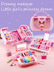 女童化妆套装公主化妆包礼盒儿童演出彩妆套装仿真梳妆台口红眼影腮红儿童过家家化妆化妆品非真妆 - M-635 彩妝包 - 查看 12
