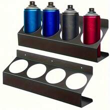 4-Can Metal Wall Mounted Spray Bottle Rack, Black Painted Finish, Hanging Storage Organizer Suitable For Various Room Types, Practical Storage/Organization Rack For Garage, Workshop