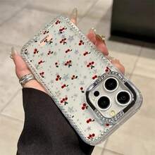 Teléfono de cereza de pantalla completa, estrellas con marco de orificio grande, funda protectora adecuada para 16 Pro 15 Plus 14 12 11, Año Nuevo, Pascua, Halloween, amigos y familiares - transparente - Ver 7