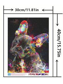 5D钻石画涂鸦艺术法国斗牛犬全钻刺绣十字绣套件DIY钻石马赛克宠物狗动物家居装饰 - 彩色 - 查看 2