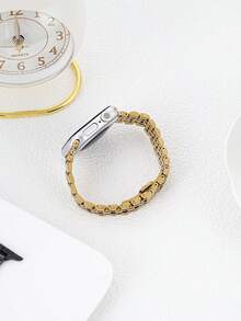 1pc Women's Thin Stainless Steel Gold Watch Band, Compatible With Apple Watch Series 11/10/9/8/7/6/5/4/3/2/1, Size 38mm/40mm/41mm/42mm/44mm/45mm/46mm/49mm, Suitable For Ultra 1/2/3/SE, Replaceable For Original Strap, Best Gift For Girlfriend, Friends And Family On Valentine's Day, Birthday And Mother's Day (Band Only) - Gold - View 5