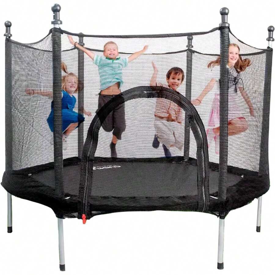 Trampolin para Niños Infantil con Red De  |   Brincolín para Niños para Fiestas Interiores y Exteriores |   Postes Protegidos Acolchados Cubiertos |   2 Colores - Negro - Ver 1