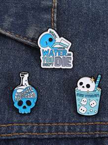 3Pcs Pumpkin Skeleton Enamel Pins Halloween Spooky Season Skeleton Hand Brooches Lapel Badge Fashion Jewelry Gifts For Friends