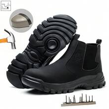 Shoes/Men's Boots/Men's Shoes/Men's Work Safety Shoes High-Top Yellow Slip-On Safety Work Boots Anti-Smashing Anti-Pier Climbing Boots Industrial Construction Steel Toe Cap Spark Cut-Proof Work Shoes Outdoor Sports Shoes Foot Protection Fashion Men's Shoes - 黑色 - 查看 1