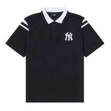 MLB Męskie i damskie koszulki polo z krótkim rękawem, uniwersyteckie koszulki polo z odkrytym dekoltem, koszulki codzienne, koszulki sportowe z klapami 3APQV0353-50BKS