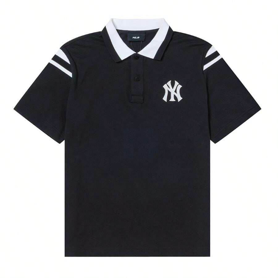 MLB Męskie i damskie koszulki polo z krótkim rękawem, uniwersyteckie koszulki polo z odkrytym dekoltem, koszulki codzienne, koszulki sportowe z klapami 3APQV0353-50BKS