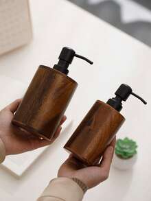 1pc Walnut Wood Pump Bottle, Luxury Hotel Shower Gel, Shampoo, Lotion, Hand Wash Dispenser