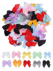 100Pcs Mini Ribbon Bow 1" Mini Fabric Satin Ribbon Flower Bows For Craft DIY Sewing Wedding Birthday Party - Multicolor - View 26