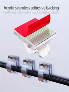 50/30 件户外线夹，耐用强力粘合线夹，带胶带，灯夹，装饰夹，自粘挂钩，仙女灯电线固定器（小号，透明），汽车、办公室和家庭用线整理器电线固定器 - 白色 - 查看 6