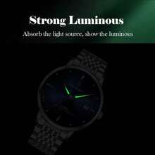 POEDAGAR 时尚商务男士手表防水夜光日期不锈钢男士石英表奢华方形男士手表爸爸兄弟伙伴生日假期必备日本石英机芯 - 优质内置超长电池寿命考试返校 - 彩色 - 查看 3