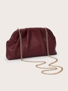 Ví cầm tay cổ điển màu trơn có khóa kéo, túi xách đa năng dung tích lớn, túi da PU thời trang, phù hợp cho nữ, thích hợp cho đám cưới, tiệc tùng, dạ hội, các sự kiện buổi tối. - Màu Đỏ Sâu - Xem 5