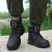 Men's And Women's All-Four Seasons High-Quality Steel-Toe Safety Shoes - Anti-Puncture, Anti-Shatter, Anti-Slip, Shock-Absorbing, With A Rotating Lacing System, High-Top Protective Design, Suitable For Warehouses, Construction Sites, Kitchens, Repair Workers And Other Scenarios. - màu đen - Xem 6