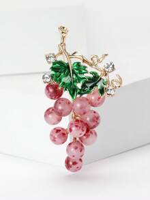 Fashionable Enamel Grape Brooch For Women Fruit Pin Suitable For Wearing With Dress, Suit, Hat, Shoes, Flower Scarf Banquet, Wedding, Summer Vacation, Jewelry
