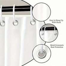 1pc Colorful Mushroom Digital Print Polyester Bathroom Decoration Shower Curtain Free Punch Partition Bath Curtain, Bathroom Decor, Home Decor, Bathroom Essentials, Farmhouse Home Decor - trắng - Xem 4