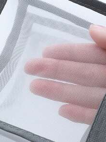 1pc Grey/Black/Beige Transparent Nylon Mesh 11-Grid Underwear Socks Storage Box, Minimalist Fabric Foldable Organizer For Socks, Underwear, Clothes - Space-Saving Compartment Organizer, Suitable For Home, Bedroom, Dorm - Black - View 9