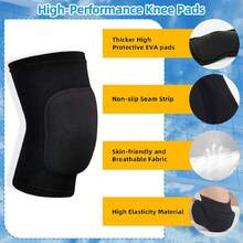 4 Pcs Knee Pads And Arm Pads With Protection Pad, Breathable Compression Elbow Pads Set, Volleyball Knee Sleeves For Basketball, Yoga, Running, Cycling Exercises, And Suitable For Both Men, Women, And Children, 1 Pair Knee Pad+1 Pair Arm Pads, Black - 黑色 - 查看 5