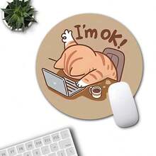 1 Piece Of Fun And Cute Mouse Pad, Circular Mouse Pad For Office Desk, Small Mini Travel Mouse Pad With Anti Slip Rubber Base, Laptop Office Rubber Mouse Pad Suitable For Girls And Boys, Suitable For Office, Home, Study And Gaming, 20 * 20 * 0.2cm - Multicolor - View 5