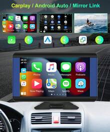 Rimoody Wireless Carplay Android Auto Portable Car Stereo, 7 Inch Touch Screen Portable Carplay Screen Bluetooth/Mirror Link/Navigation/Voice Control/AUX,For All Vehicles + Backup Camera - 6.86'' - View 2