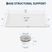 Danolapsi Shower Base,Shower Base With Drain,Removable Stainless Cover,Non-Slip Shower Pan,Acrylic And Fiberglass Shower Floor Base For Easy Installation - 60*36 middle drain - View 5