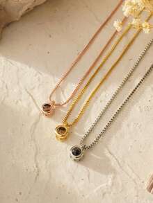 Customized Box Chain Projection Necklace, Customized Colorful Photo Projection Necklace, Stainless Steel Photo Projection Clavicle Chain For Women, Memorial Photo Necklace, Valentine's Day Customized Gift, Gift For Girlfriend, Best Friend, Bridesmaid - Box Chain Necklace - View 7